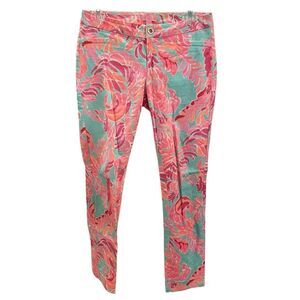 Lilly Pulitzer Womens Kelly Skinny Ankle Pant 2 Love Birds Poolside Blue Resort
